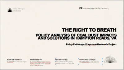 The Right To Breath Policy Analysis of Coal Dust Impacts & Solutions in Hampton Roads, VA